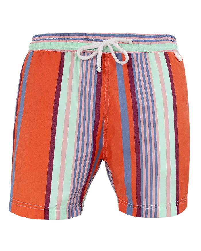 John 819 - Fashion stripes | Maillot Short de bain homme orange bleu aqua